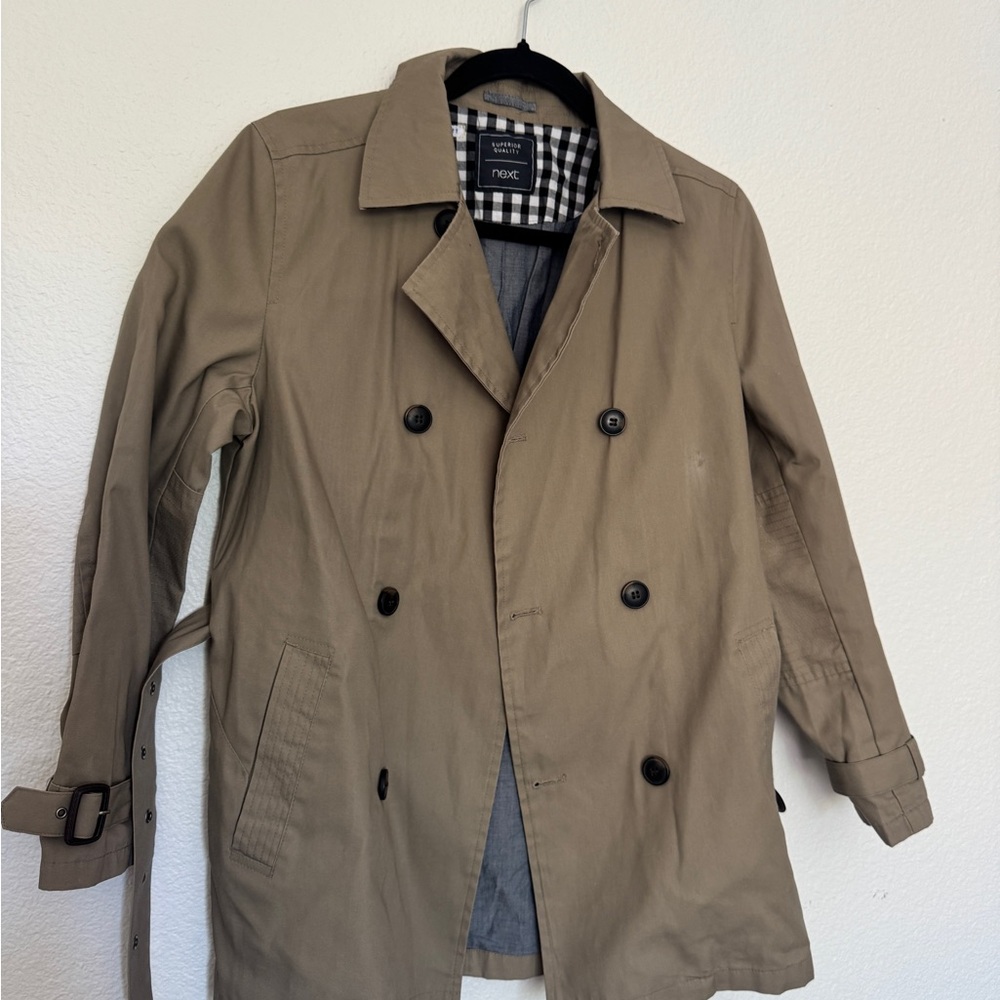 Next Tan Double-Breasted Trench Coat